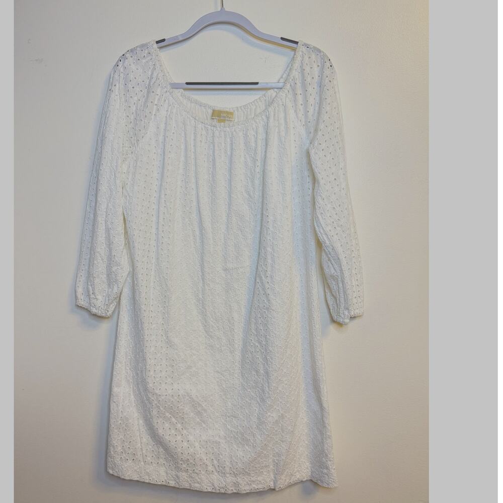 Michael Kors White Eyelet Shift Dress L